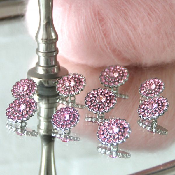 Metalinės sagos su stiklo akutėmis | Diamond Buttons | Блестящие пуговицы | Spīdīgas pogas | Go Handmade Diamond button pink