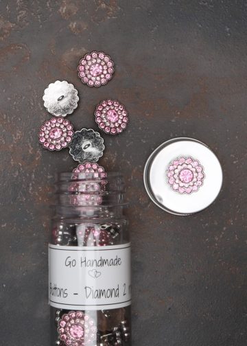 Metalinės sagos su stiklo akutėmis | Diamond Buttons | Блестящие пуговицы | Spīdīgas pogas | Go Handmade Diamond button pink